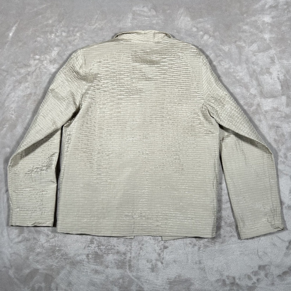 EILEEN FISHER Cardigan Jacket Woman S Gold Ribbed 100% Silk Open Front Drape New - Picture 9 of 15